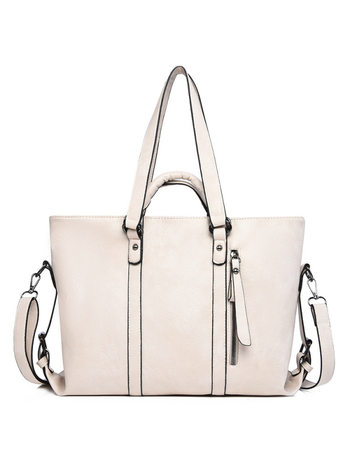 PU tote torba za žene - horizontalni kvadratni oblik, zatvarač, poliester podstava, unutarnji džep za telefon