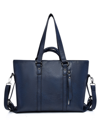 PU tote torba za žene - horizontalni kvadratni oblik, zatvarač, poliester podstava, unutarnji džep za telefon