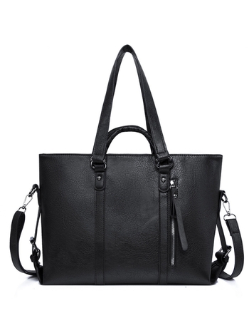 PU tote torba za žene - horizontalni kvadratni oblik, zatvarač, poliester podstava, unutarnji džep za telefon