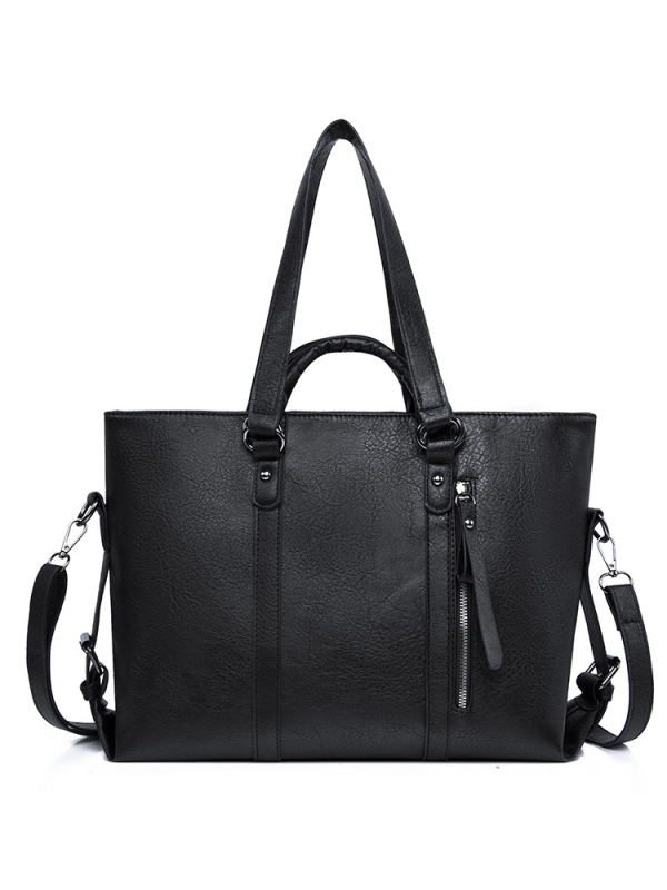 PU tote torba za žene - horizontalni kvadratni oblik, zatvarač, poliester podstava, unutarnji džep za telefon