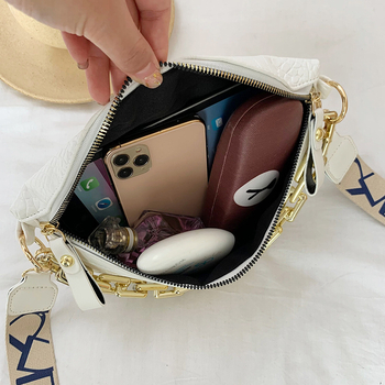 Ženska crossbody torbica s uzorkom krokodila, PU materijal, lančani remen, saddle bag oblik, unutarnji džep sa zatvaračem