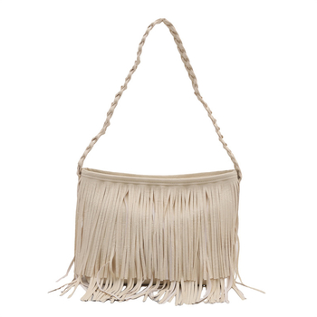 Torba preko ramena s resicama, ulični stil, PU materijal, horizontalni kvadratni oblik, zatvaranje na zip, poliester podstava, unutarnji ID džep, dvije naramenice