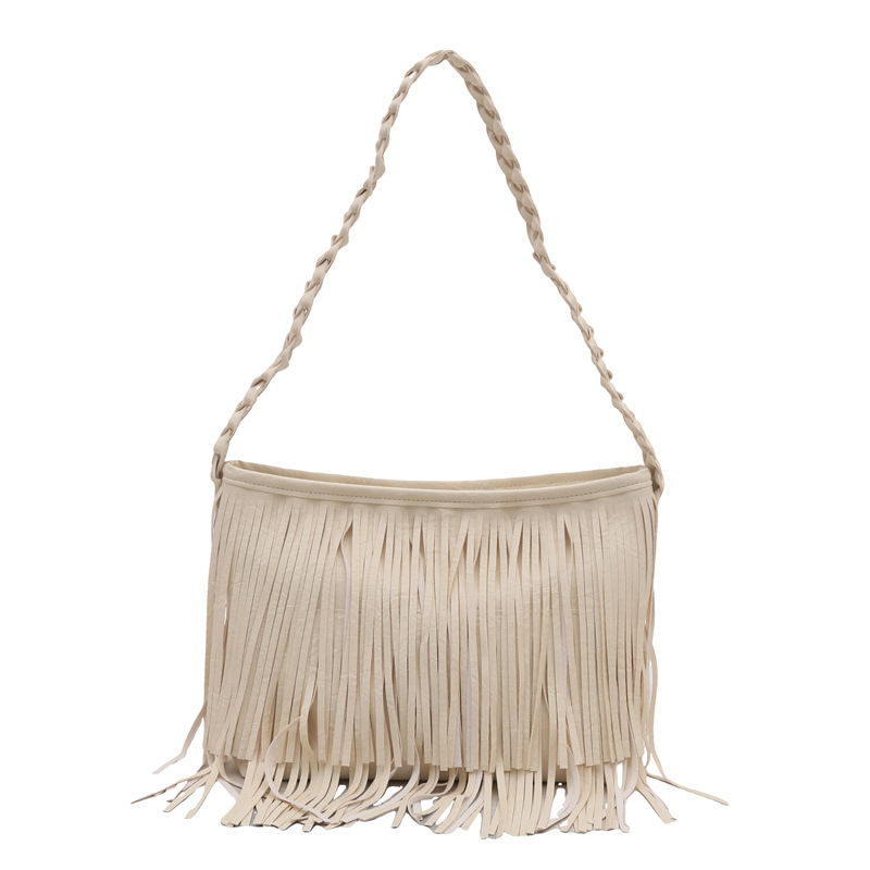 Torba preko ramena s resicama, ulični stil, PU materijal, horizontalni kvadratni oblik, zatvaranje na zip, poliester podstava, unutarnji ID džep, dvije naramenice