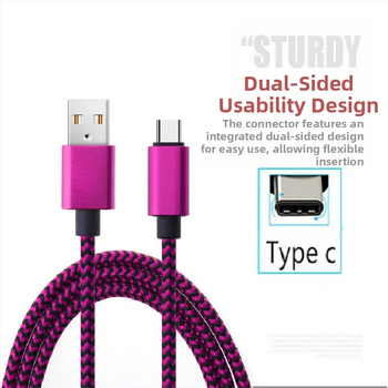 Плетен USB-C кабел за бързо зареждане със змиев модел, дължина 1 м/2 м/3 м, 12W, тъкано-плетен дизайн