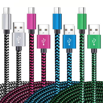 Плетен USB-C кабел за бързо зареждане със змиев модел, дължина 1 м/2 м/3 м, 12W, тъкано-плетен дизайн