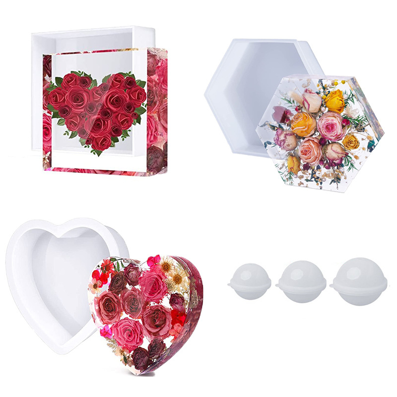 Silikonska kalup za pečenje – Srcolika geometrijska kuglica s heksagonalnim fasetama, 3D dizajn, moderni minimalistički stil (materijal: silikon; kategorija: kalup za pečenje; upotreba: ukrasi srcolasti hexagon)