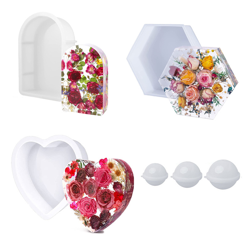 Silikonska kalup za pečenje – Srcolika geometrijska kuglica s heksagonalnim fasetama, 3D dizajn, moderni minimalistički stil (materijal: silikon; kategorija: kalup za pečenje; upotreba: ukrasi srcolasti hexagon)