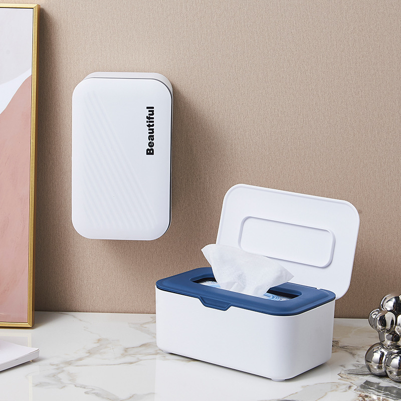 Θήκη για χαρτοπετσέτες επιτραπέζια με καπάκι, πλαστική, ανθεκτική στη σκόνη, αποθήκευση υγρών μαντηλών