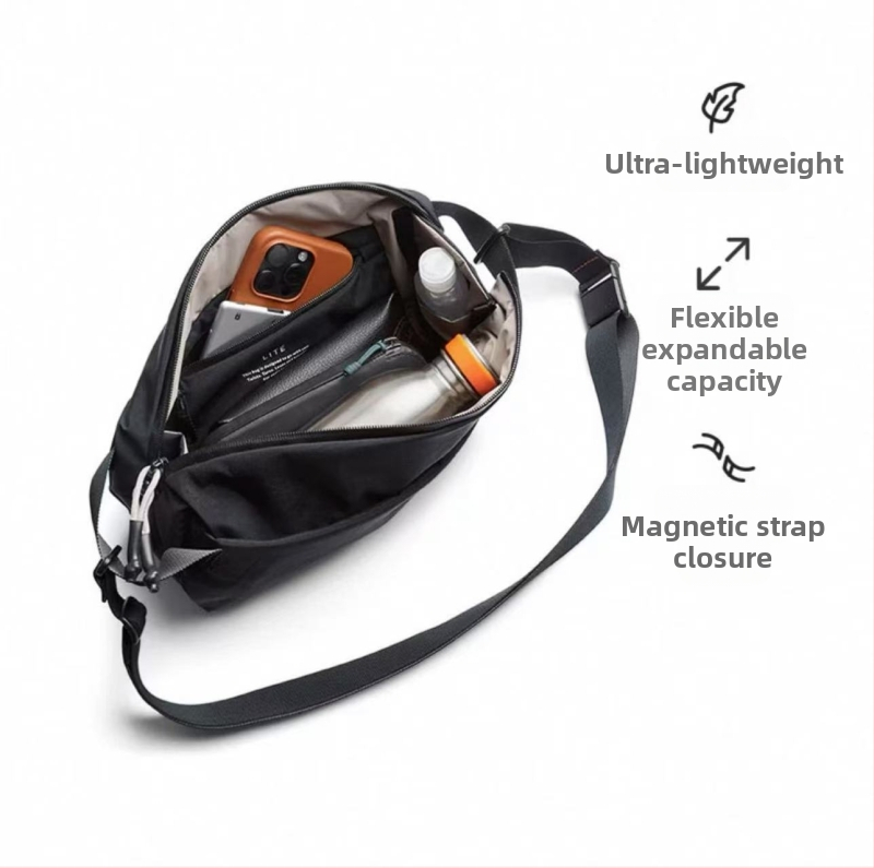 Pánska nylonová cez ramenná taška na voľnočasové cestovanie — priedušná, vodeodolná, ultra ľahká, rozšíriteľná