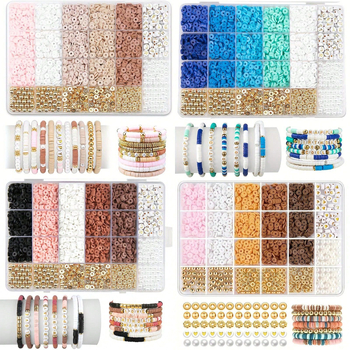 DIY komplet narukvica od polimerne gline s kutijom od 24 pretinca; polimerna glina, 24 pretinaca, ekološka završna obrada, prirodni stil