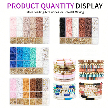 Σετ DIY βραχιόλια από πολυμερικό πηλό με κουτί 24 διαμερισμάτων; πολυμερικός πηλός, 24 διαμερίσματα, φιλικό προς το περιβάλλον φινίρισμα, φυσικό στυλ