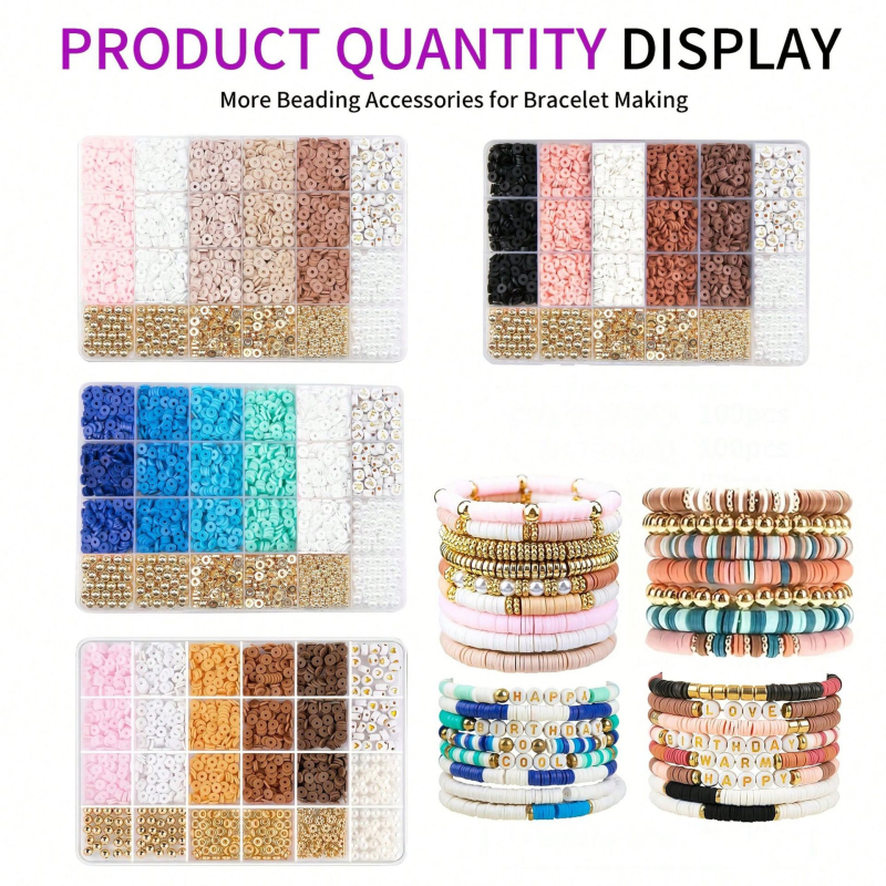 DIY komplet narukvica od polimerne gline s kutijom od 24 pretinca; polimerna glina, 24 pretinaca, ekološka završna obrada, prirodni stil