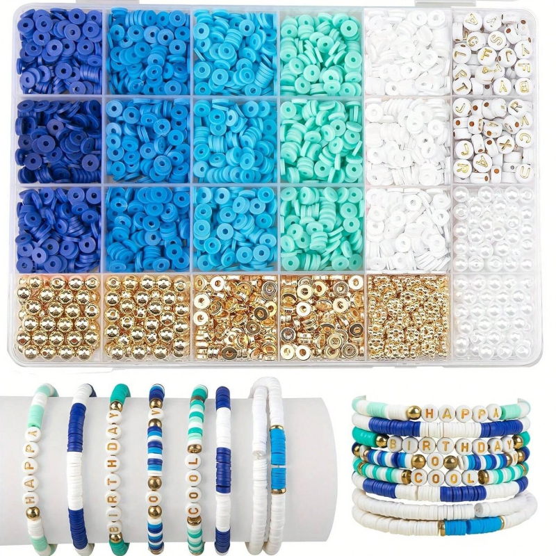 DIY komplet narukvica od polimerne gline s kutijom od 24 pretinca; polimerna glina, 24 pretinaca, ekološka završna obrada, prirodni stil