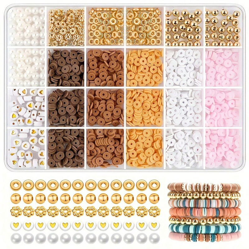 DIY komplet narukvica od polimerne gline s kutijom od 24 pretinca; polimerna glina, 24 pretinaca, ekološka završna obrada, prirodni stil