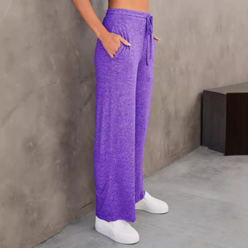 Ženske hlače visokog struka s vezicom, široke nogavice, poliester s elastanom