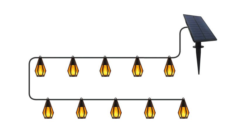 Solarne LED niz s plamenom za vanjsku upotrebu, vodootporan, s induktivnim prekidačem, model BH-HY-009, 1W, 3.7V, 12–16 sati rasvjete
