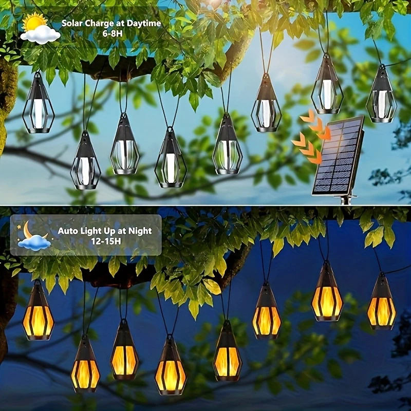 Solarne LED niz s plamenom za vanjsku upotrebu, vodootporan, s induktivnim prekidačem, model BH-HY-009, 1W, 3.7V, 12–16 sati rasvjete