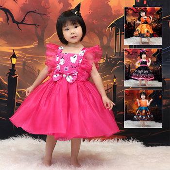 Dječja haljina za vještičji cosplay za Halloween — tkanina obrađena enzimom, 65% poliester, podstava od pamuka 35%, uzrast 3–8 godina, za djevojčice