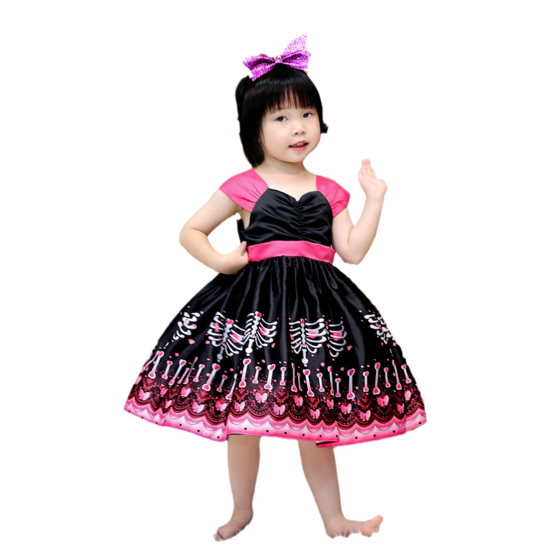 Dječja haljina za vještičji cosplay za Halloween — tkanina obrađena enzimom, 65% poliester, podstava od pamuka 35%, uzrast 3–8 godina, za djevojčice