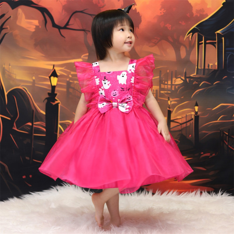 Dječja haljina za vještičji cosplay za Halloween — tkanina obrađena enzimom, 65% poliester, podstava od pamuka 35%, uzrast 3–8 godina, za djevojčice