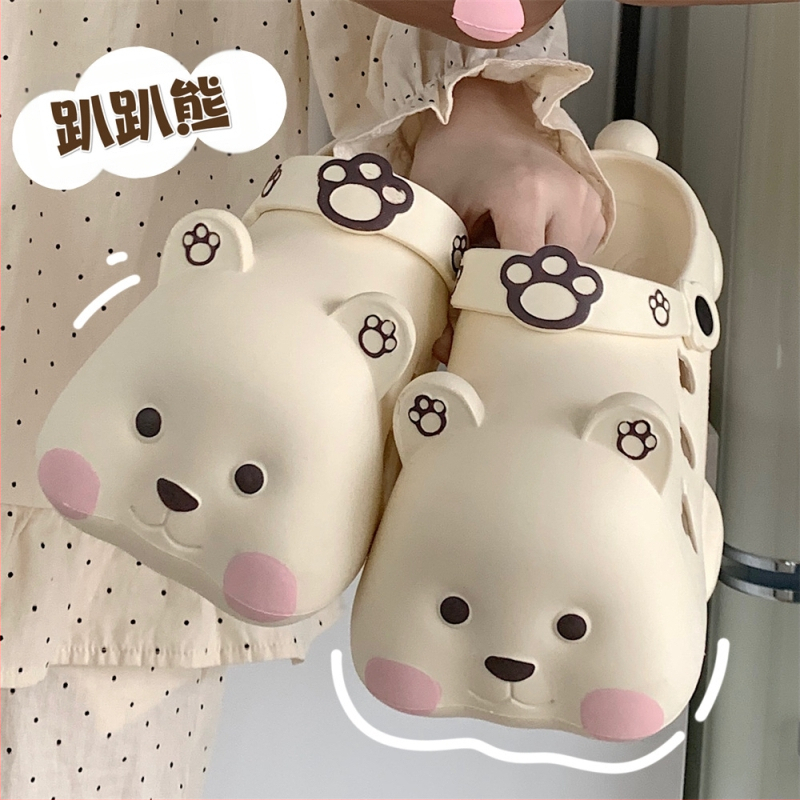 Γυναικείες σανδάλια με σχέδιο λαγουδάκι, διατρήσιμη επάνω επιφάνεια από πλαστικό, σόλα PVC, κατασκευή με έγχυση, αντιολισθητικά