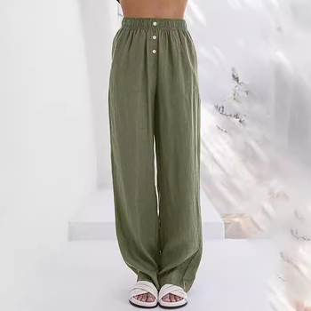 Ženske hlače s visokim strukom i ravnim krojem, poliester (95%+), stil basic street-hipster, tretman bez glačanja, ljeto 2024