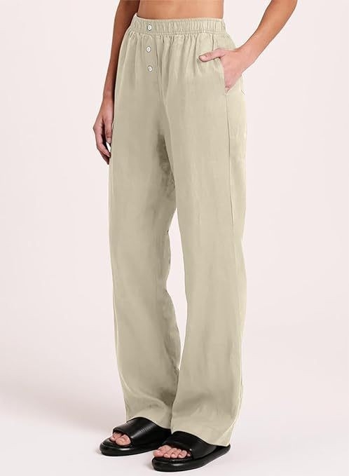 Ženske hlače s visokim strukom i ravnim krojem, poliester (95%+), stil basic street-hipster, tretman bez glačanja, ljeto 2024