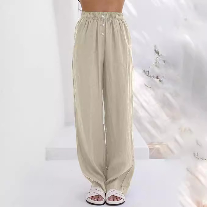 Ženske hlače s visokim strukom i ravnim krojem, poliester (95%+), stil basic street-hipster, tretman bez glačanja, ljeto 2024