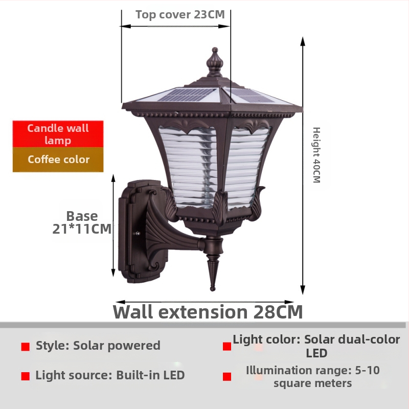 Слънчева външна водоустойчива стенна лампа за балкон и вход – пасторална сърцевидна форма, IP55, 5W, 220V, 12–16 ч осветление, индуктивен превключвател