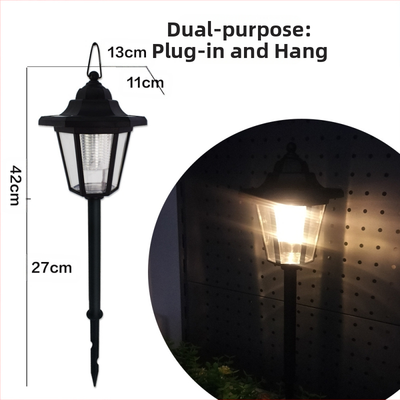 Napelemes kültéri kertvilágítás ösvényhez, hexagonális forma, IP55, 0,05 W, üzemidő 6–12 óra, megvilágítási terület 3–5 m², legfeljebb 36 V