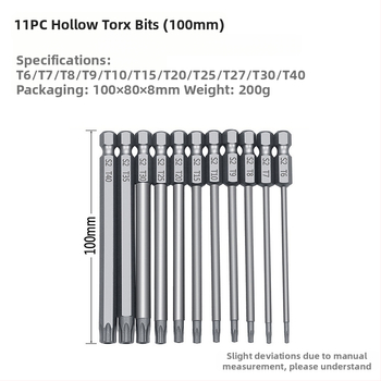 Bozhi σετ 11 τεμάχια plum blossom hollow-bit, χάλυβας chrome-vanadium, μονωμένα, μη μαγνητικά