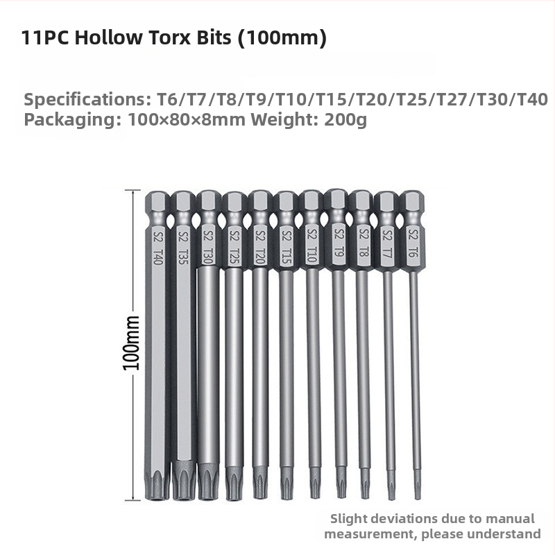 Bozhi 11 vnt plum blossom tuščių bitų rinkinys, chromo-vanadžio plienas, izoliotas, magnetizmas neteikia