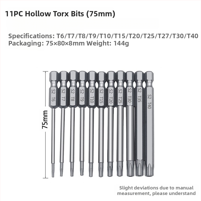 Bozhi 11 vnt plum blossom tuščių bitų rinkinys, chromo-vanadžio plienas, izoliotas, magnetizmas neteikia