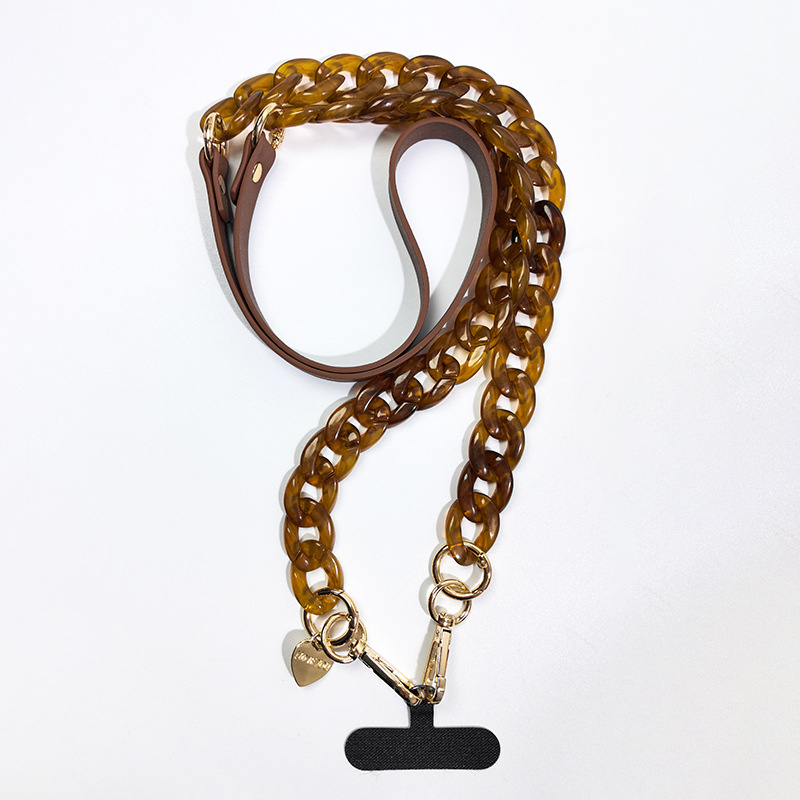 Šnúrka za mobitel s akrilnim lancem i PU trakom, unisex stil; plastični materijal; metalna kopča; mogućnost tiska logotipa