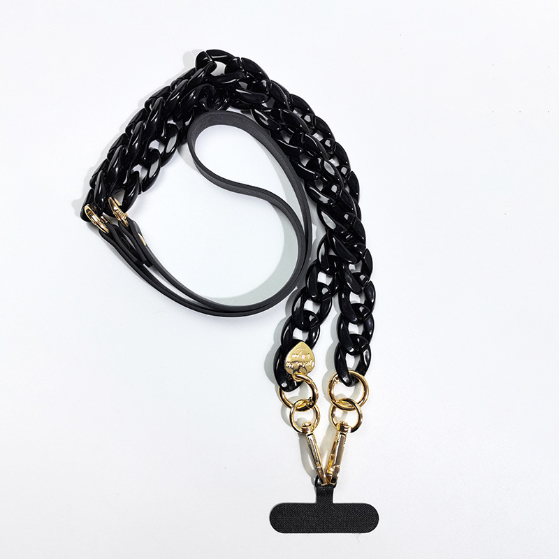 Šnúrka za mobitel s akrilnim lancem i PU trakom, unisex stil; plastični materijal; metalna kopča; mogućnost tiska logotipa