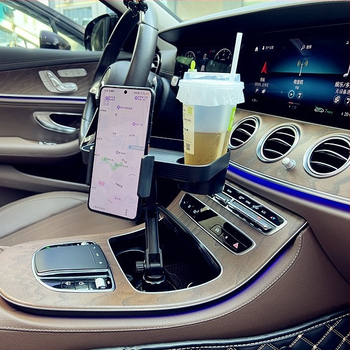 ZYhy Автомобилен държач за чаши и телефон с поднос — пластмасов, с възможност за персонализация