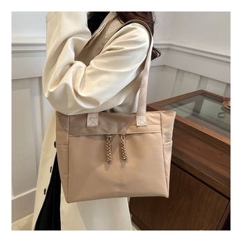 Nylon női Tote táska – nagy kapacitás, városi egyszerű stílus, cipzáras zárás, poliészter bélés, vízszintes négyzet alakú forma (TT80204)