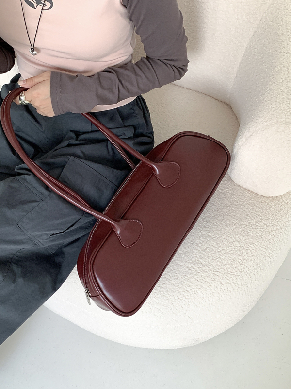 Torba za podlakticu, PU materijal, gradski minimalistički stil, ovalni oblik, zatvarač