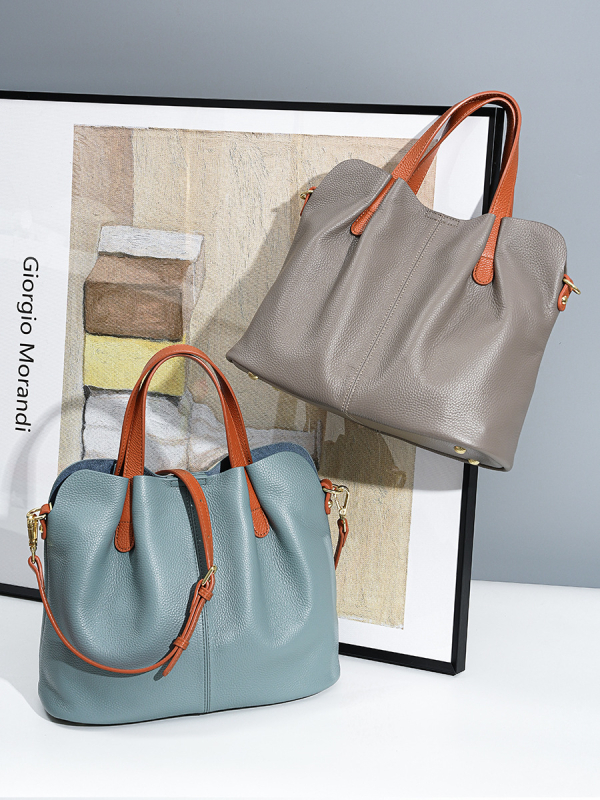 Ženska Tote torba od kože prvog sloja goveđeg, gradski minimalistički dizajn, vertikalni kvadratni oblik, zatvarač, unutarnji džepovi