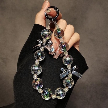 Ланярд за мобилен телефон със мънисти и панделка, ръчна изработка, пластмасов материал, полиестерно въже, метална катарама, марка 888888