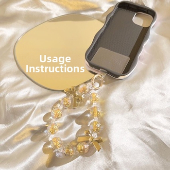 Ланярд за мобилен телефон със мънисти и панделка, ръчна изработка, пластмасов материал, полиестерно въже, метална катарама, марка 888888