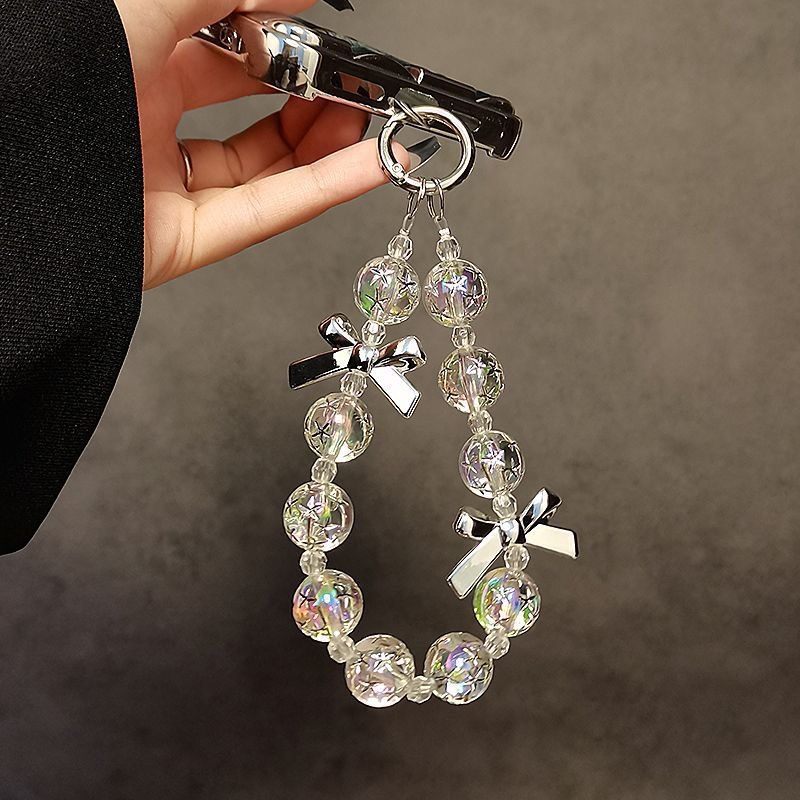 Ланярд за мобилен телефон със мънисти и панделка, ръчна изработка, пластмасов материал, полиестерно въже, метална катарама, марка 888888