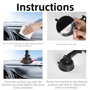 Универсален държач за телефон и навигация за автомобил с вакуумна основа за табло — Yiyi