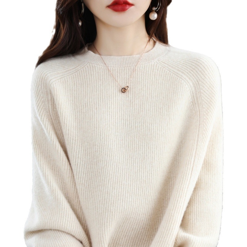 Pulover din lână cu mâneci batwing, guler rotund, mâneci lungi, tricotat, pentru femei adulte