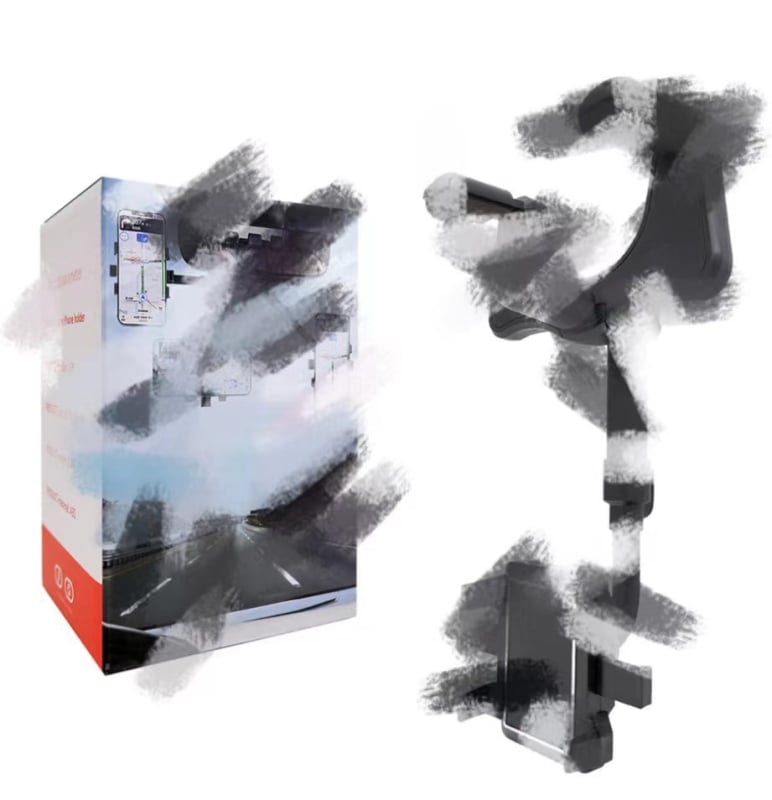 Αναδιπλούμενη και εκτεινόμενη στήριξη τηλεφώνου αυτοκινήτου για καθρέπτη οπισθοπορείας με περιστρεφόμενη κεφαλή, snap-on εγκατάσταση, AR πλοήγηση και καταγραφή ταξιδιού