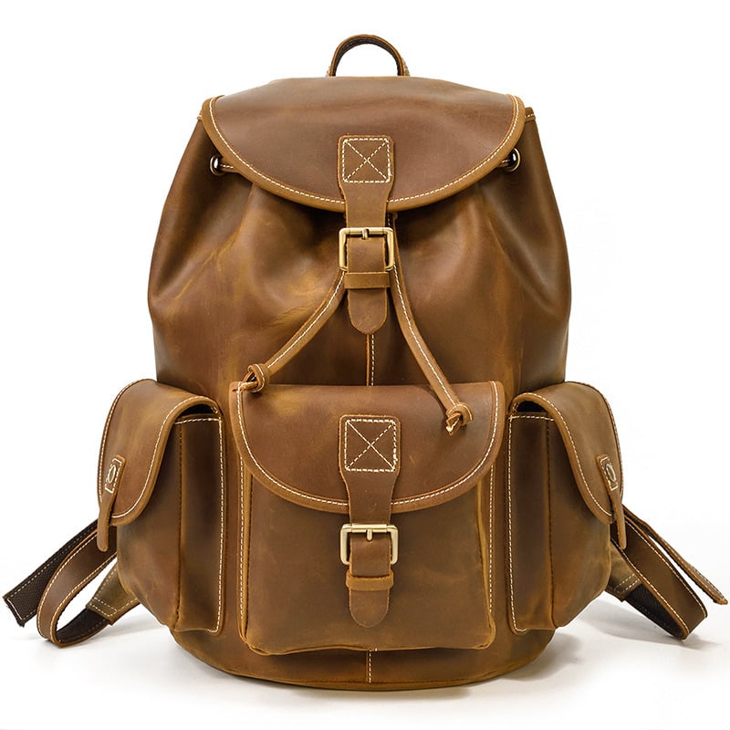 Retro odinė kuprinė vyrams ir moterims, didelė talpa 20–35 L, pirmosios kartos galvijų odos, atspari dėvėjimui, modelis 9491, vandeniui atspari paviršius, poliesterio pamušalas