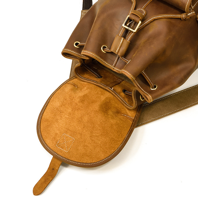 Retro kožený batoh unisex, veľká kapacita 20–35 L, prvá vrstva hovädzej kože, odolný voči opotrebeniu, model 9491, vodoodolný povrch, podšívka z polyesteru