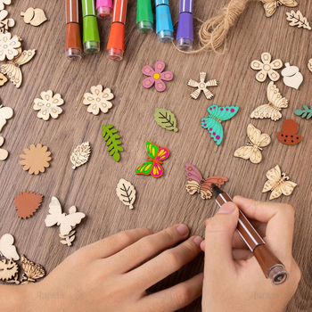 Κρεμαστό από ξύλο φτελιάς, μοντέρνος μινιμαλιστικός στυλ, κομμένο με λέιζερ σε σχέδια λουλουδιών και φύλλων