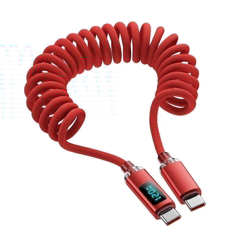 Καλώδιο USB-C γρήγορης φόρτισης με ψηφιακή οθόνη, Type-C διεπαφή, 120W, πλεκτό καλώδιο, μία κεφαλή Type-C