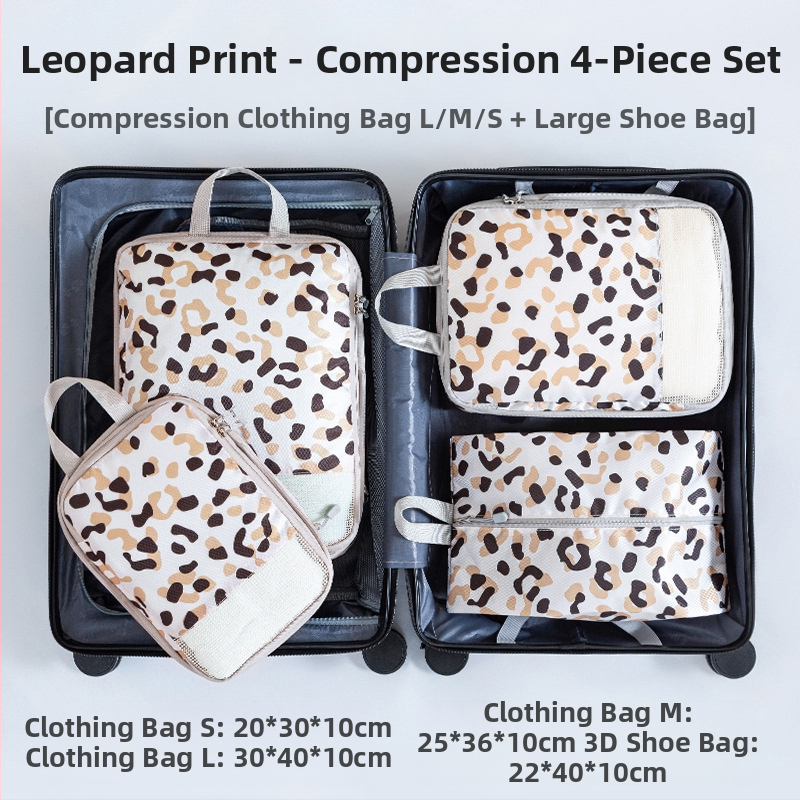 4-частен комплект за пътуване за компресирано съхранение с принт – PP материал